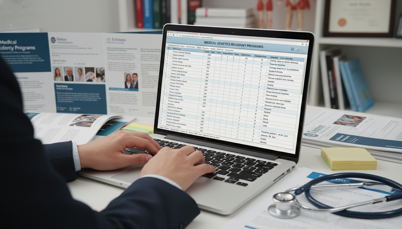 Residency applicant creating a spreadsheet of medical genetics programs - MD graduate residency for Program Selection Strateg