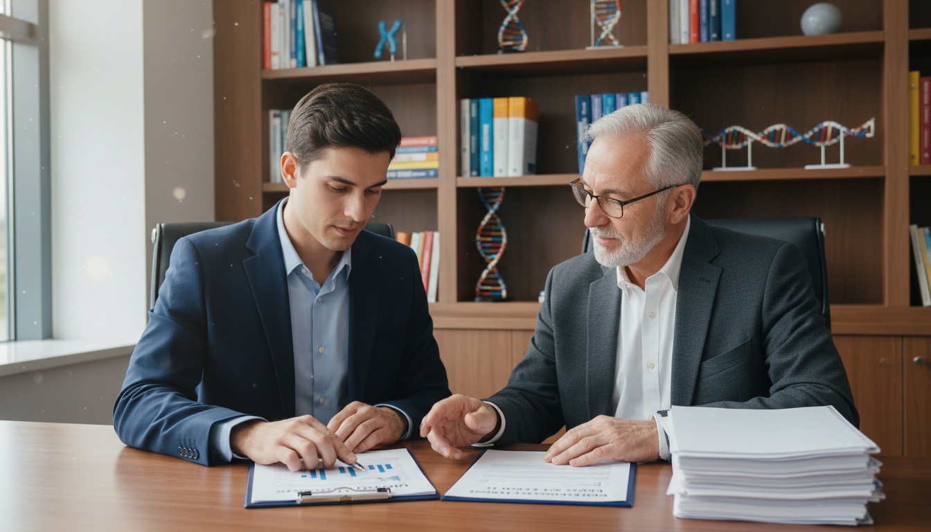 MD graduate discussing genetics residency strategy with a faculty mentor - MD graduate residency for Step Score Strategy for