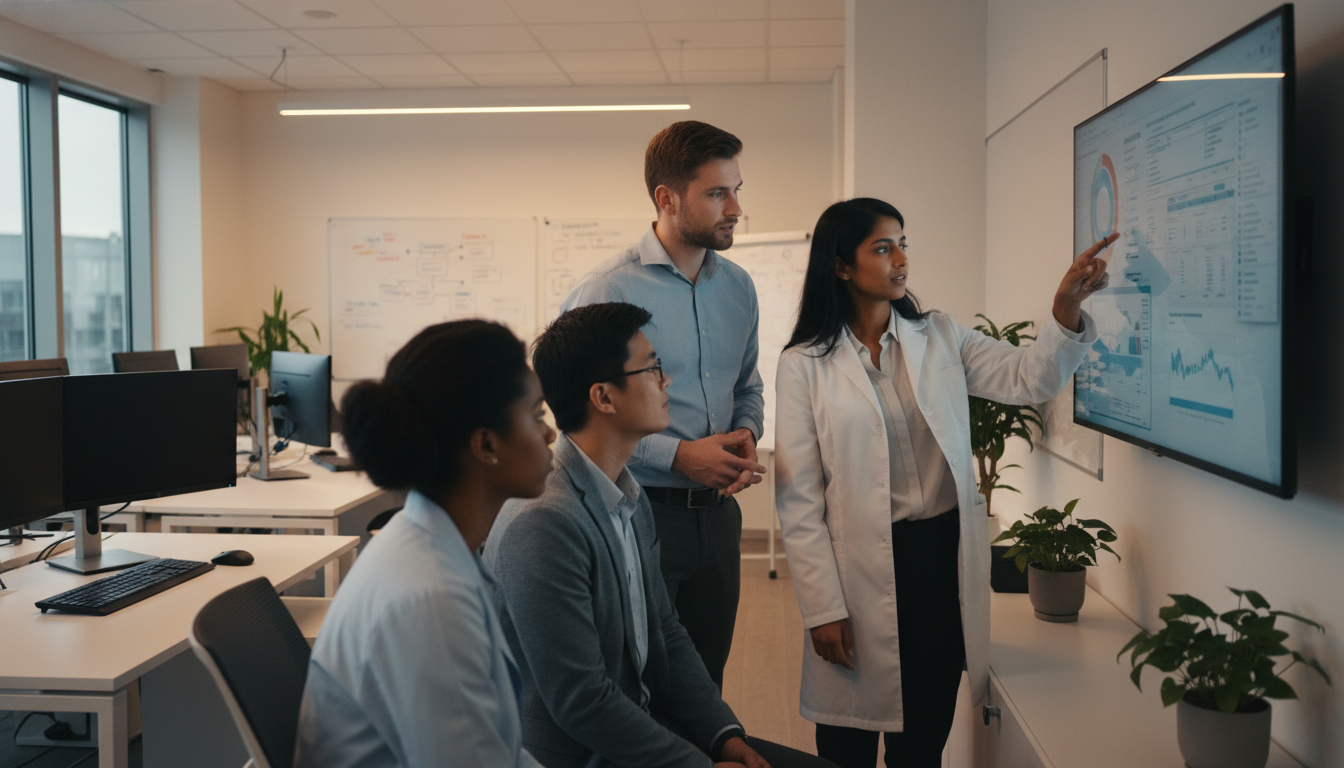 Resident physician collaborating with health IT team on EHR optimization - MD graduate residency for Low Step Score Strategie