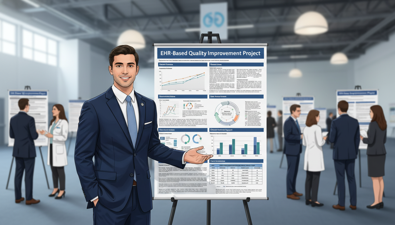 MD graduate presenting a clinical informatics quality improvement poster - MD graduate residency for Low Step Score Strategie