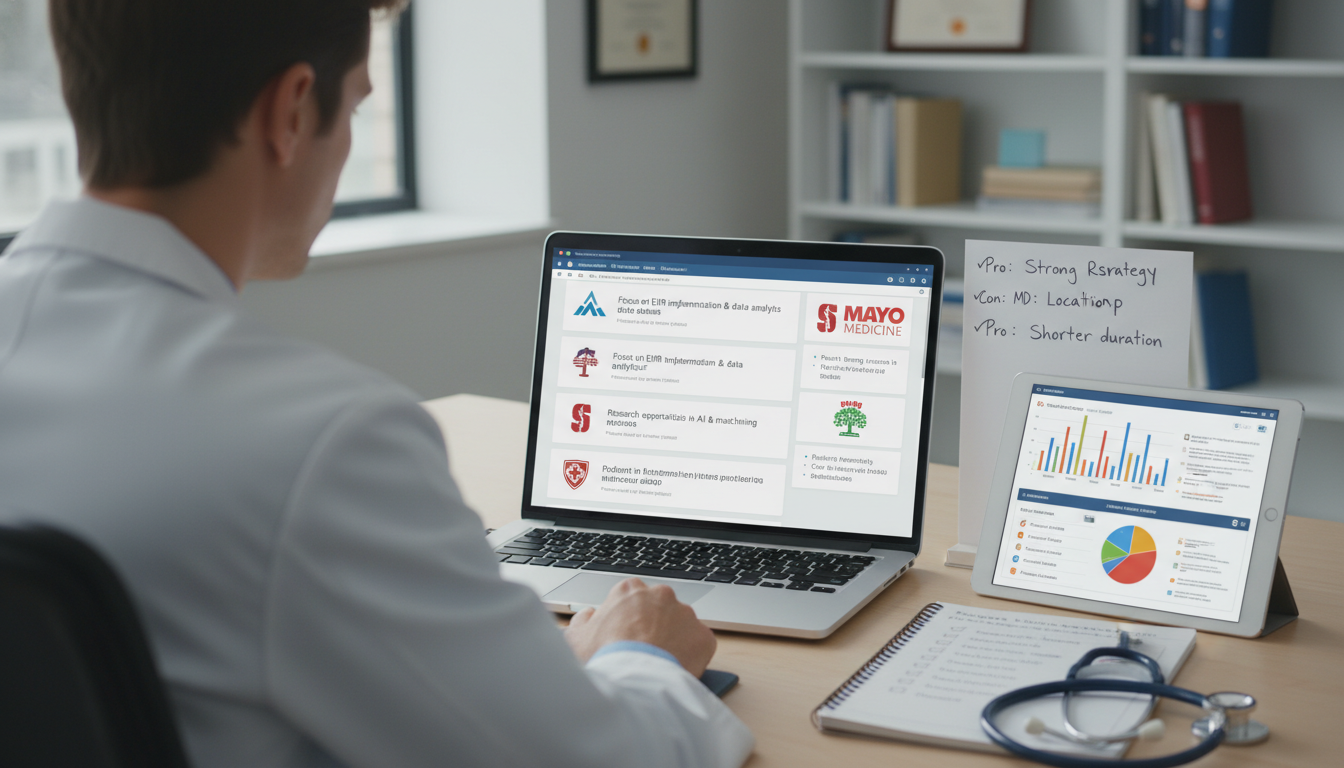 Physician exploring clinical informatics residency and fellowship program websites - MD graduate residency for Program Select