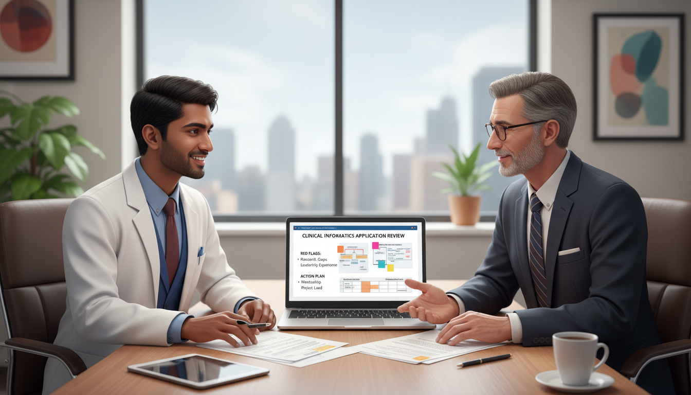 MD graduate discussing application concerns with a mentor MD graduate discussing application concerns with a mentor - MD graduate residency for Addressing Red Flags for MD Graduate in