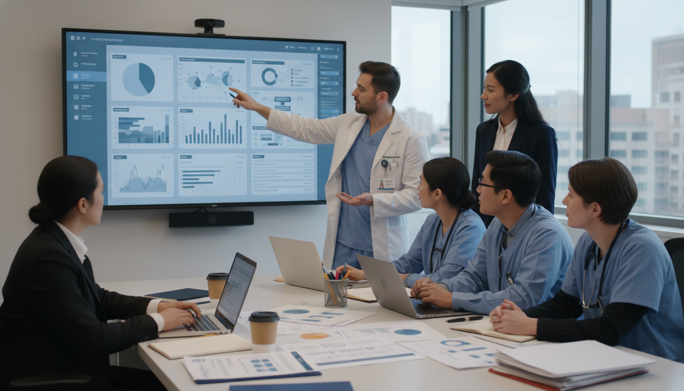 Residents collaborating on a clinical informatics research project Residents collaborating on a clinical informatics research project - MD graduate residency for Research Profile Building for