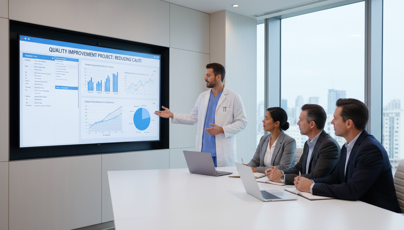 Resident physician engaged in clinical informatics project during training - MD graduate residency for SOAP Preparation for M