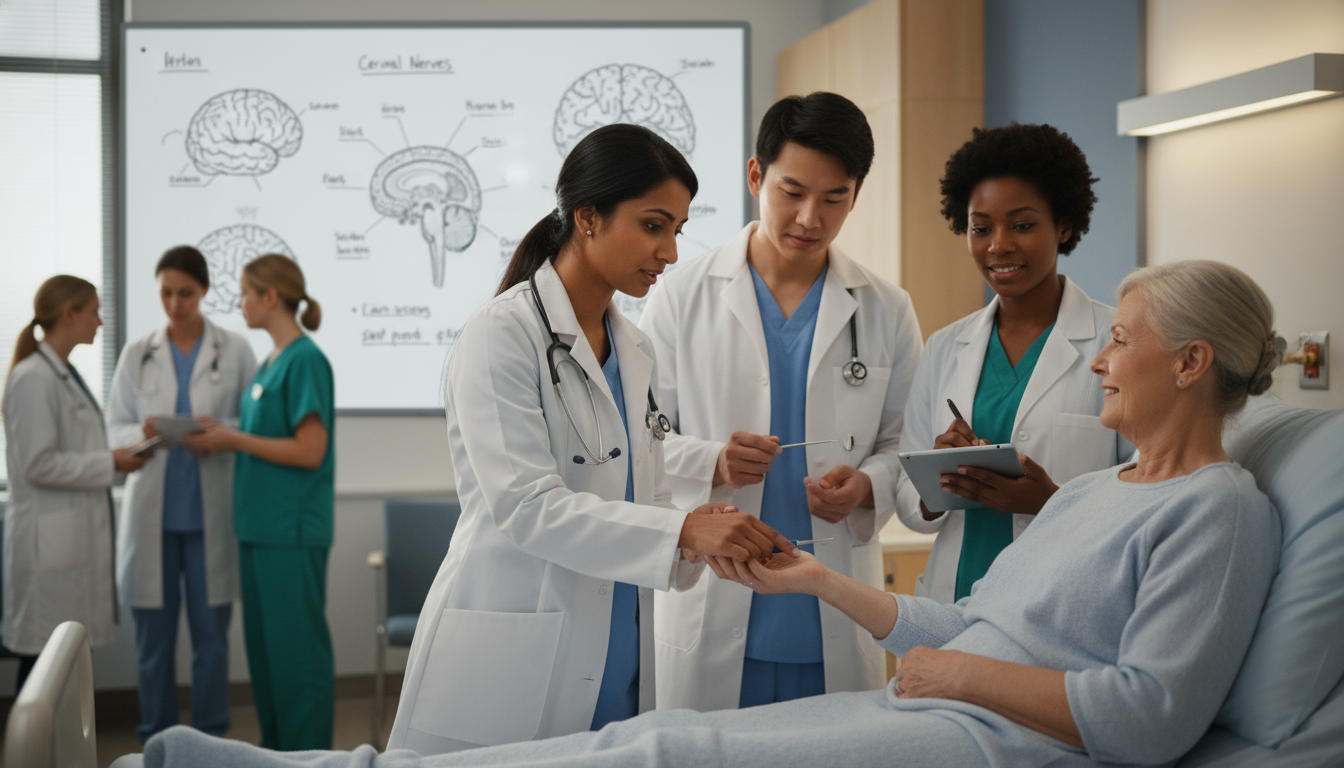 Neurology resident teaching an MD graduate during inpatient rounds Neurology resident teaching an MD graduate during inpatient rounds - MD graduate residency for Letters of Recommendation for
