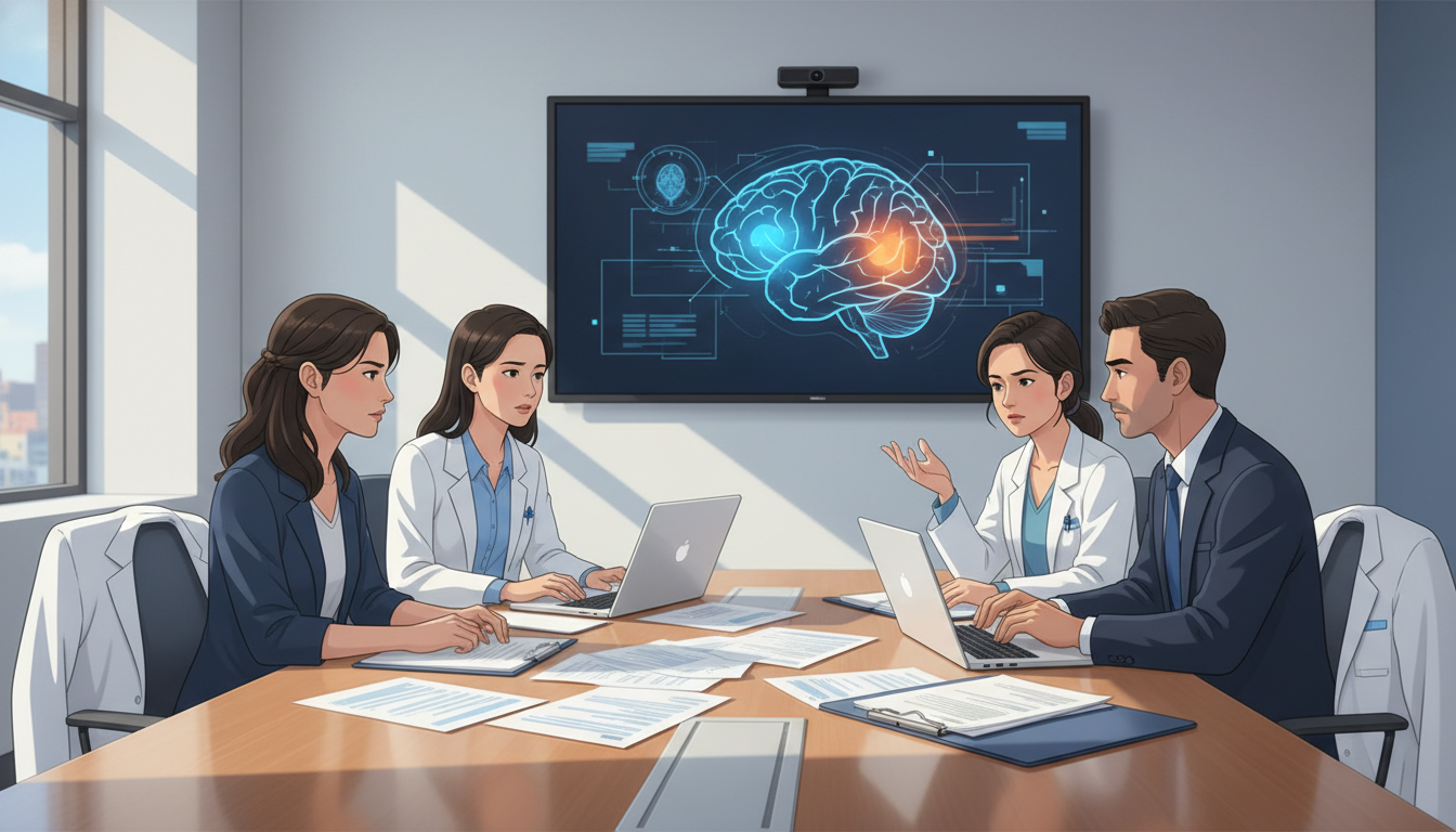 Neurology residents discussing program culture in conference room Neurology residents discussing program culture in conference room - MD graduate residency for Identifying Malignant Programs