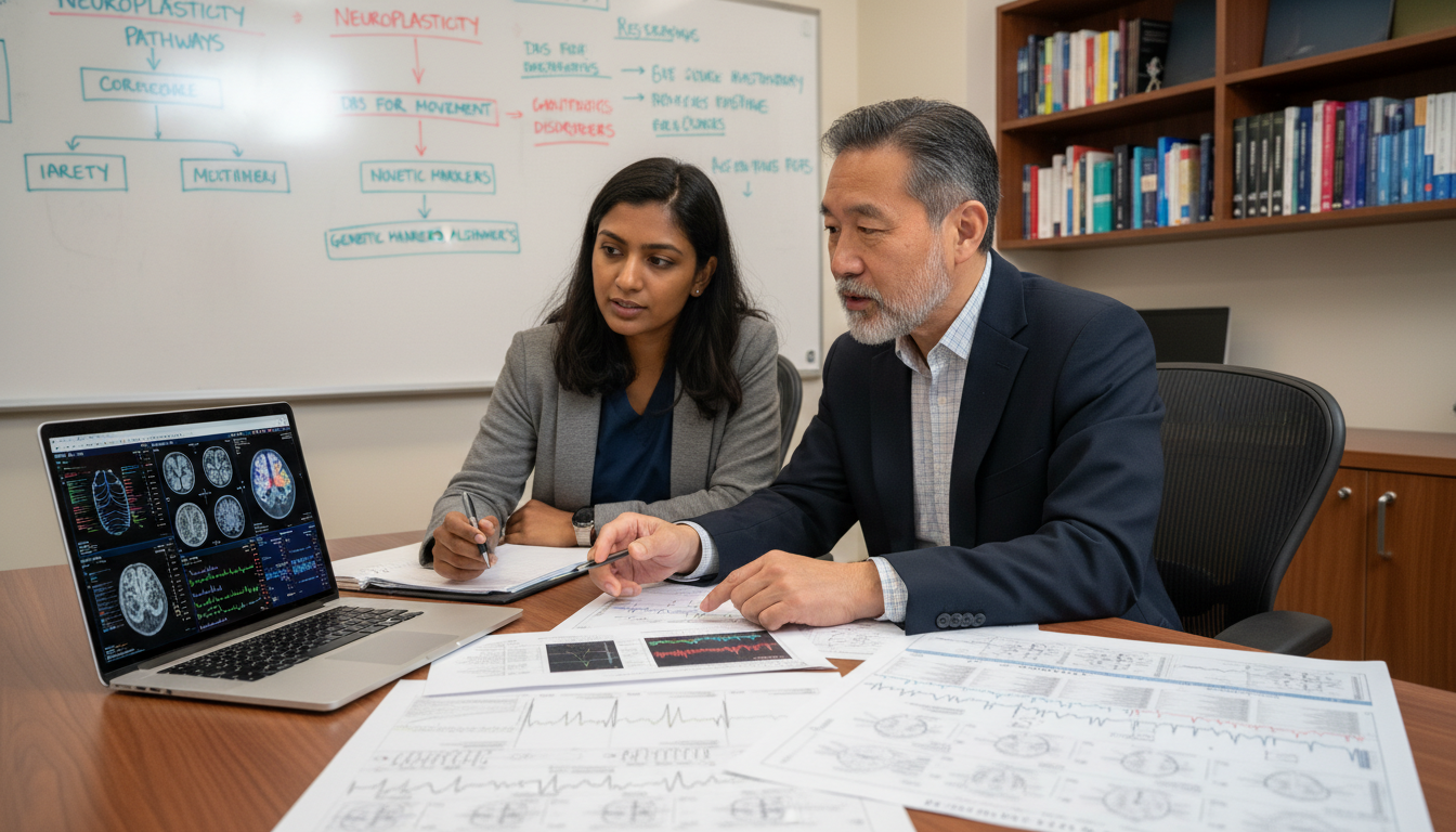 Resident neurology research meeting with mentor reviewing data Resident neurology research meeting with mentor reviewing data - MD graduate residency for Research During Residency for MD G