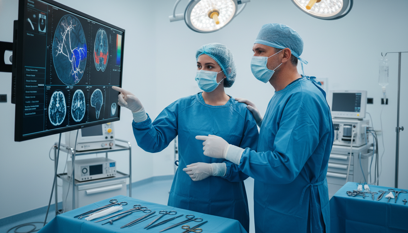 Neurosurgery resident assisting in operating room under attending supervision - MD graduate residency for Letters of Recommen