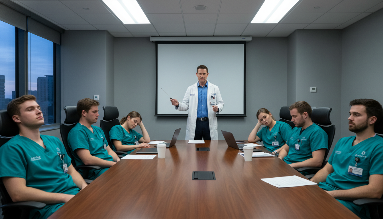 Neurosurgery residents in conference showing signs of burnout Neurosurgery residents in conference showing signs of burnout - MD graduate residency for Identifying Malignant Programs for