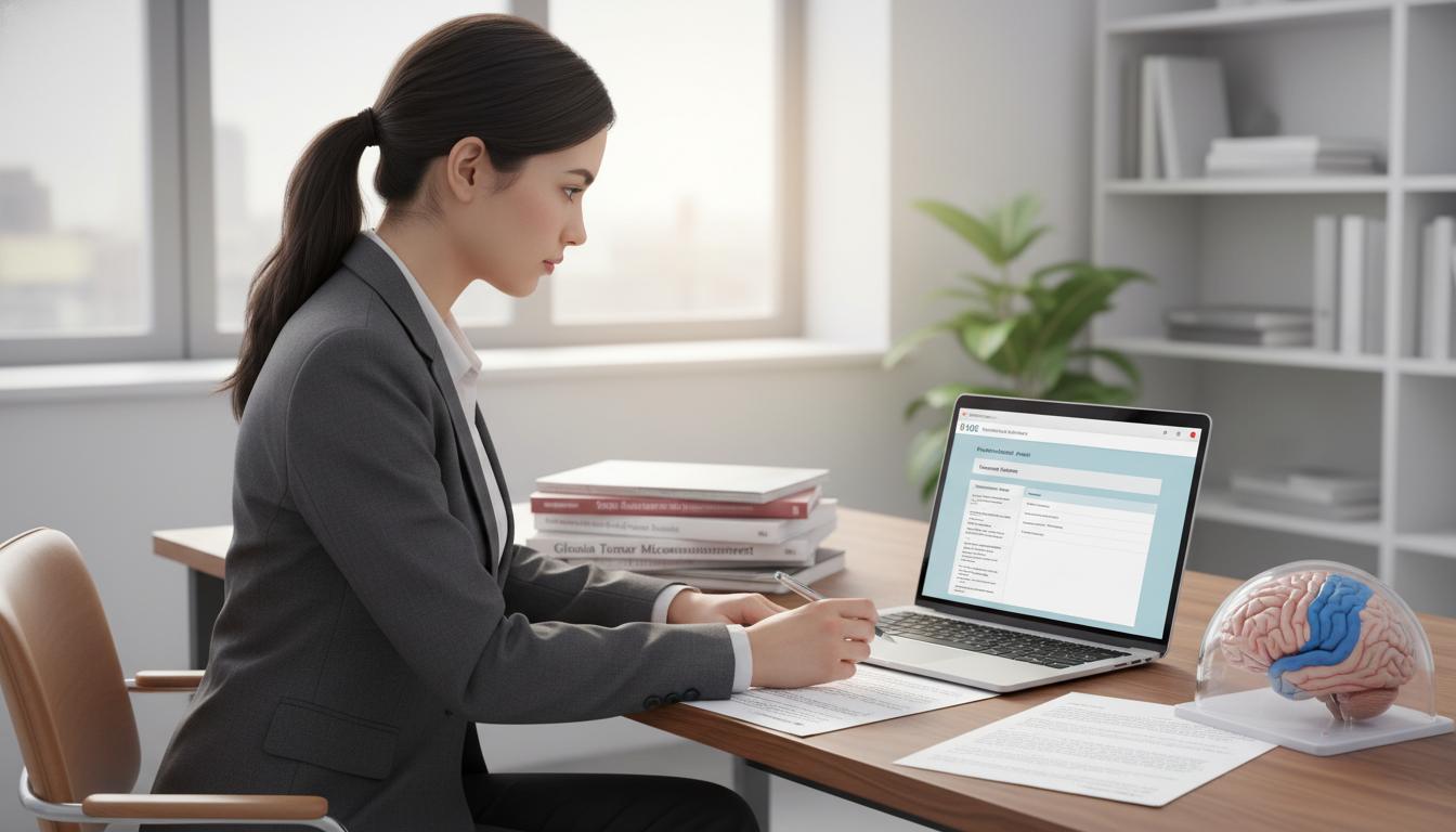 Neurosurgery MD graduate reviewing residency application materials - MD graduate residency for Pre-Interview Preparation for