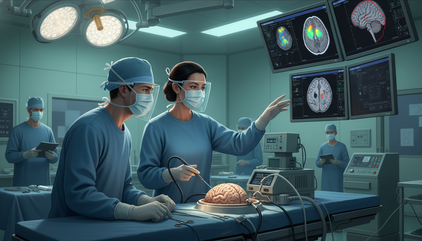 Neurosurgery team in the operating room teaching a resident Neurosurgery team in the operating room teaching a resident - MD graduate residency for How to Research Programs for MD Gradu