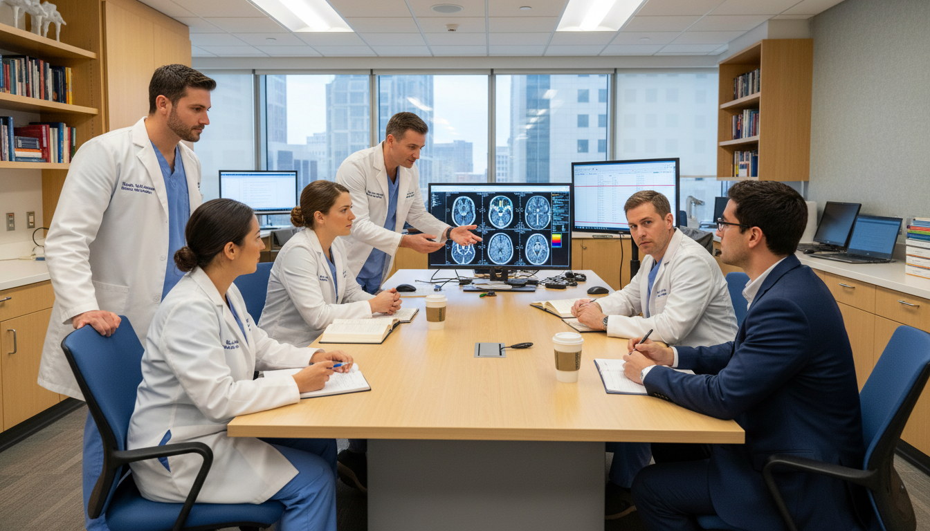 Neurosurgery residents discussing program details - MD graduate residency for Questions to Ask Programs for MD Graduate in Ne