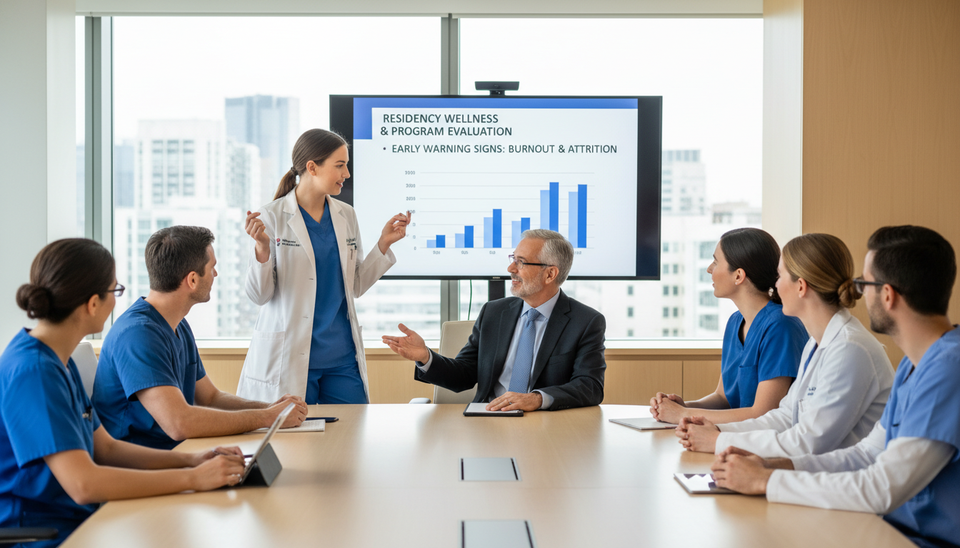 Neurosurgery faculty and residents in conference room Neurosurgery faculty and residents in conference room - MD graduate residency for Resident Turnover Warning Signs for MD Grad