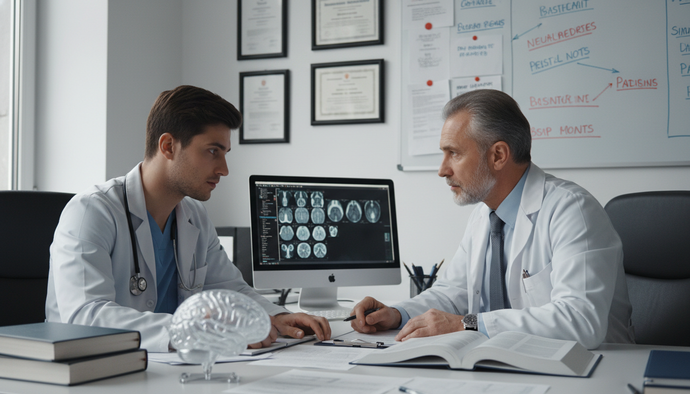 MD neurosurgery applicant meeting with faculty mentor to discuss SOAP strategy - MD graduate residency for SOAP Preparation f