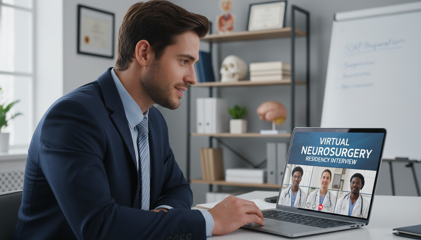 MD graduate participating in a virtual SOAP interview with residency program - MD graduate residency for SOAP Preparation for