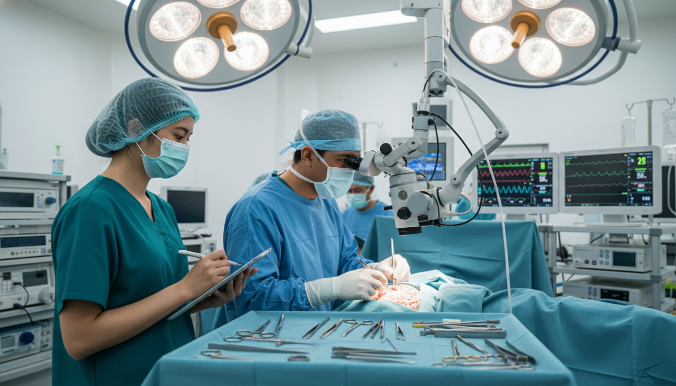 Medical student in neurosurgery operating room observing brain surgery Medical student in neurosurgery operating room observing brain surgery - MD graduate residency for Ultra-Competitive Specialt