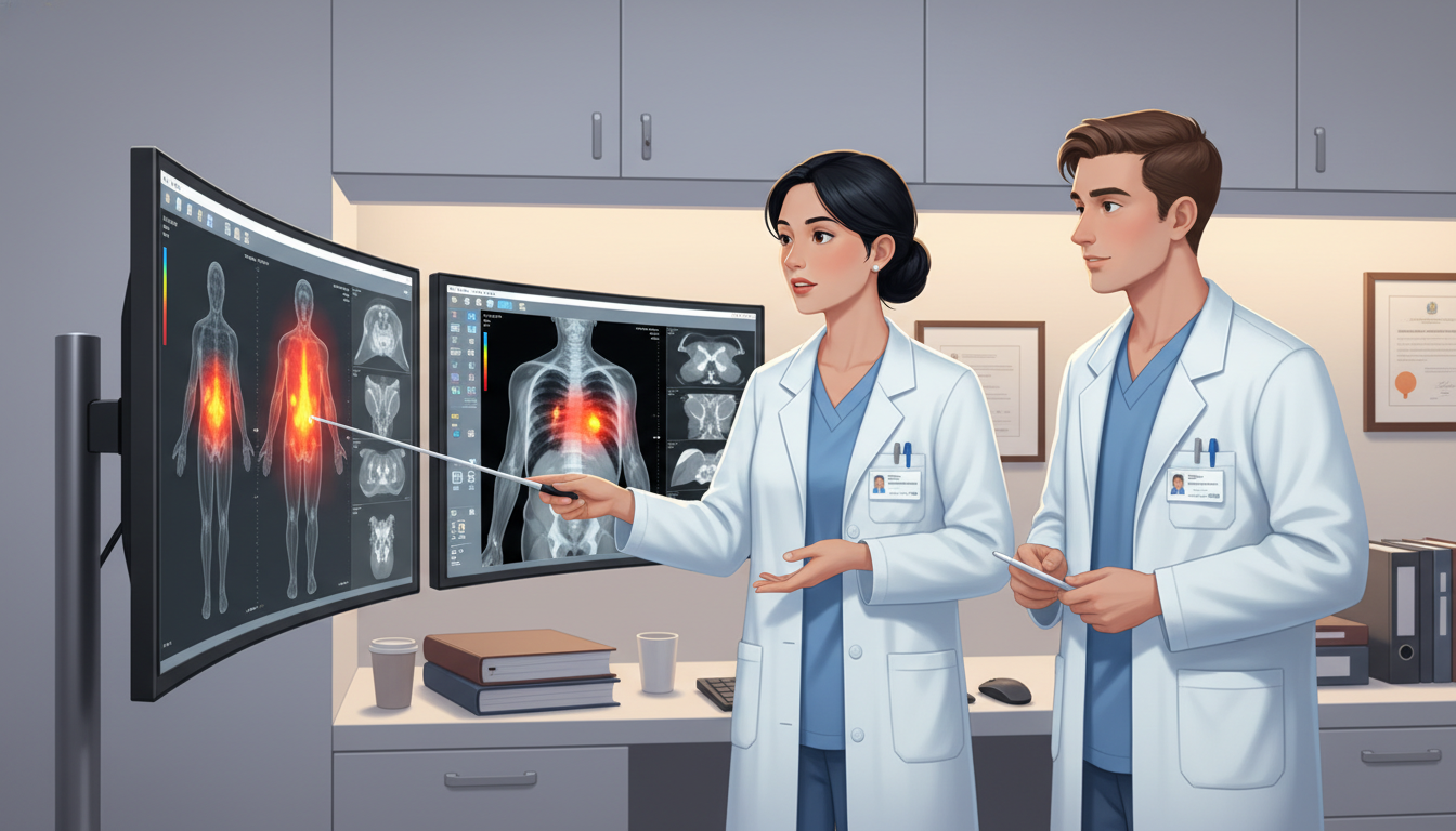 Nuclear medicine resident and attending reviewing PET/CT images - MD graduate residency for Away Rotation Strategy for MD Gra