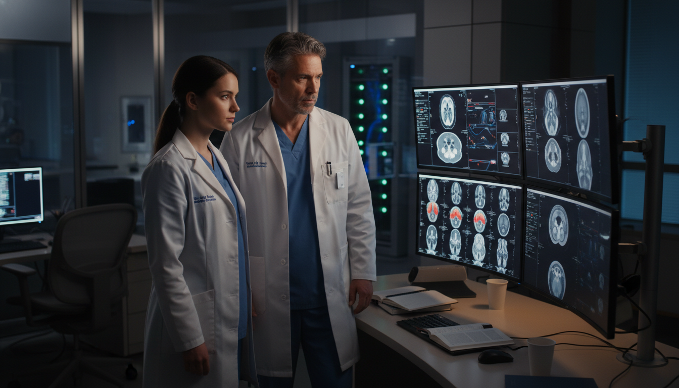 Nuclear medicine resident reviewing PET/CT scans with attending physician - MD graduate residency for Program Selection Strat