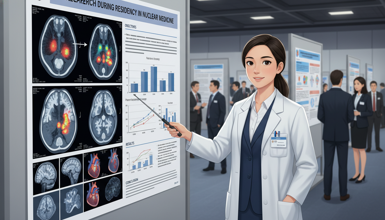 Research presentation by a nuclear medicine resident at a conference Research presentation by a nuclear medicine resident at a conference - MD graduate residency for Research During Residency fo