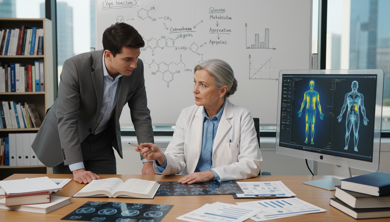 Nuclear medicine research discussion between mentor and MD graduate Nuclear medicine research discussion between mentor and MD graduate - MD graduate residency for Research Profile Building for