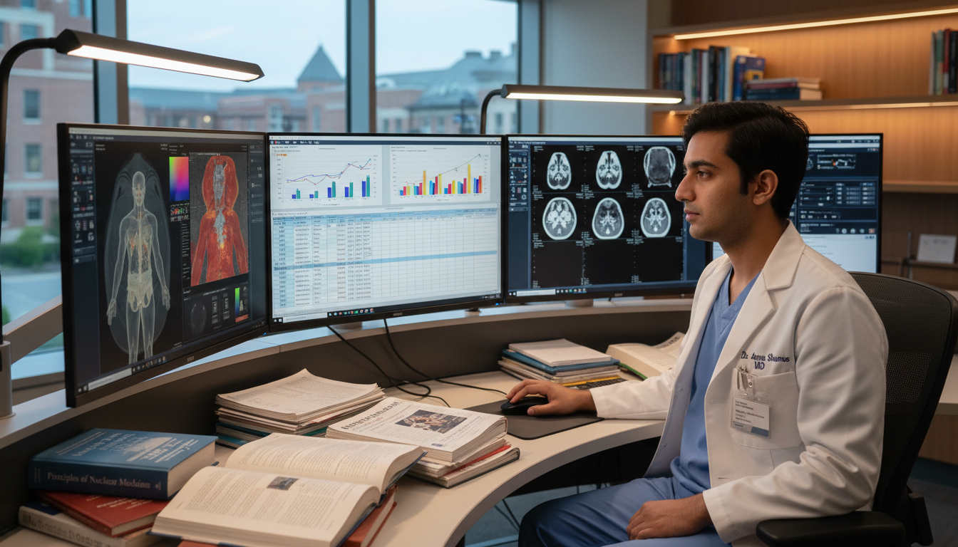 MD graduate analyzing nuclear medicine study data MD graduate analyzing nuclear medicine study data - MD graduate residency for Research Profile Building for MD Graduate in Nu