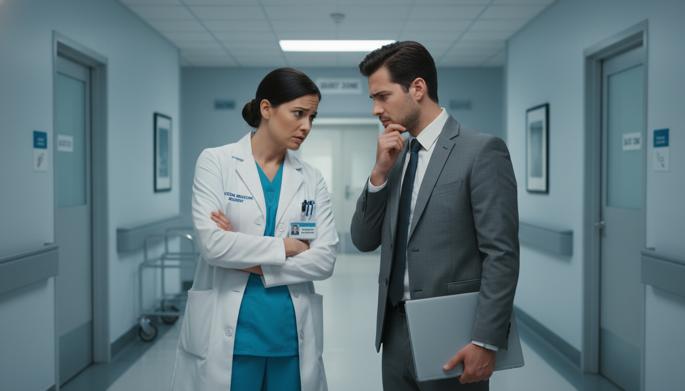 Nuclear medicine resident speaking privately with applicant about training experience Nuclear medicine resident speaking privately with applicant about training experience - MD graduate residency for Resident Tu