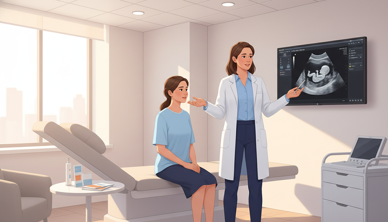 OB GYN physician in private practice consulting with patient OB GYN physician in private practice consulting with patient - MD graduate residency for Academic vs Private Practice for MD