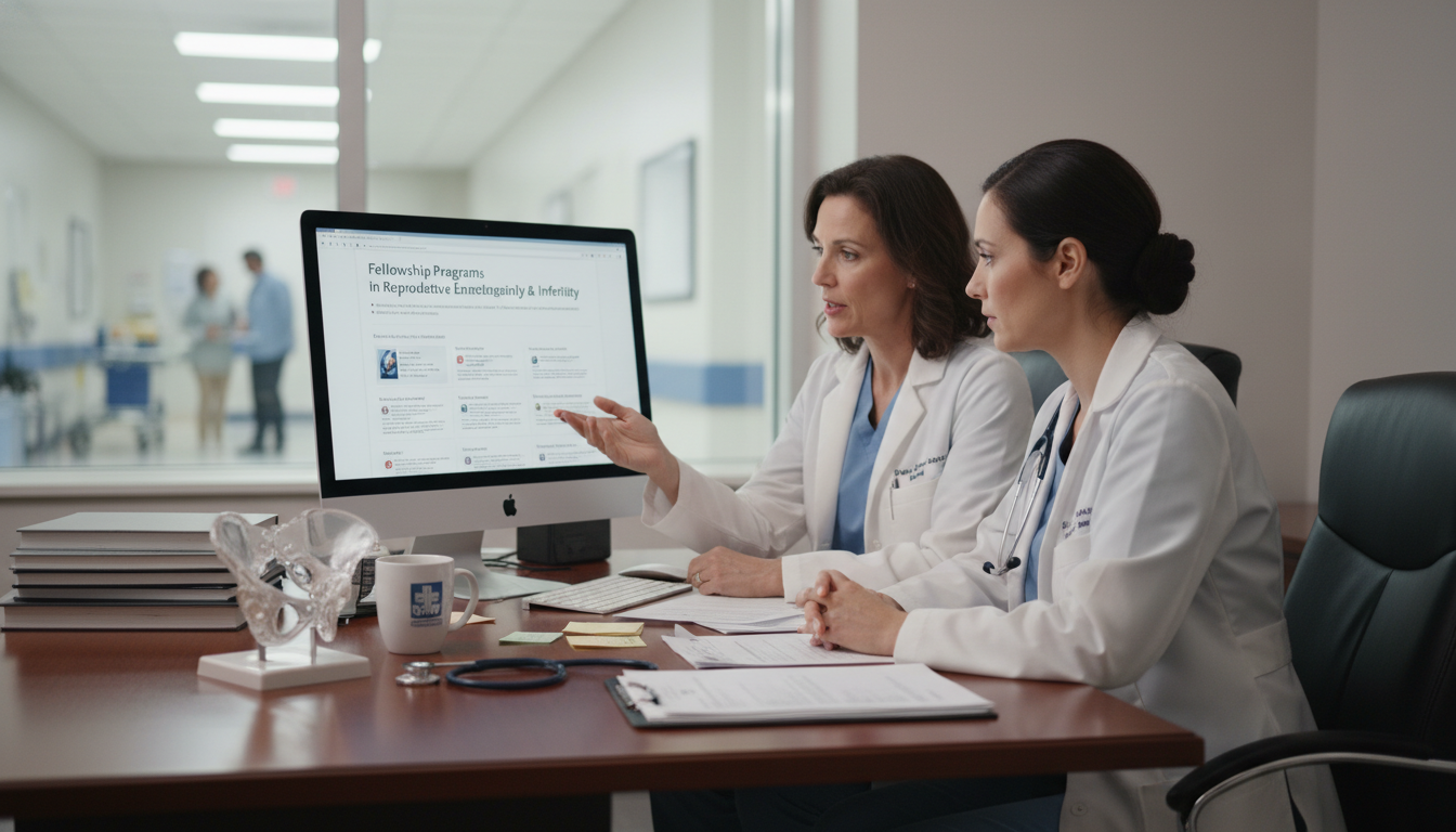 OB GYN Resident Discussing Subspecialty Options With Mentor OB GYN Resident Discussing Subspecialty Options With Mentor - MD graduate residency for Fellowship Preparation for MD Graduat