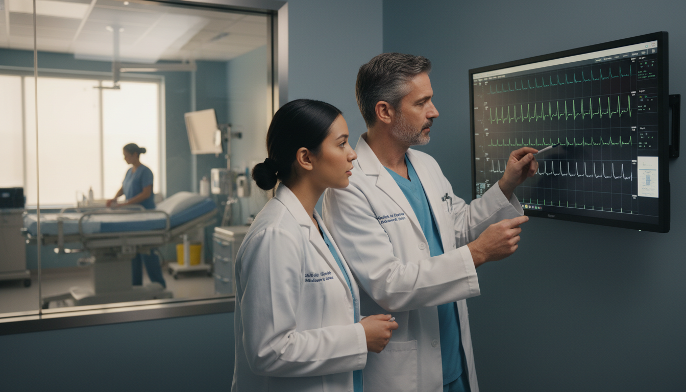 Resident and faculty discussing obstetrics case in labor and delivery unit - MD graduate residency for Pre-Interview Preparat