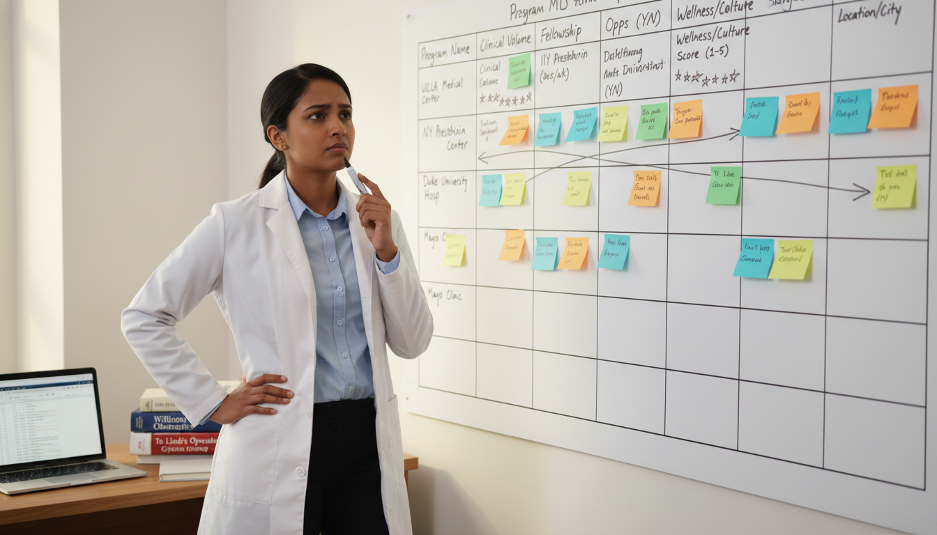 OB GYN residency applicant ranking and evaluating programs on a whiteboard OB GYN residency applicant ranking and evaluating programs on a whiteboard - MD graduate residency for How to Research Progra
