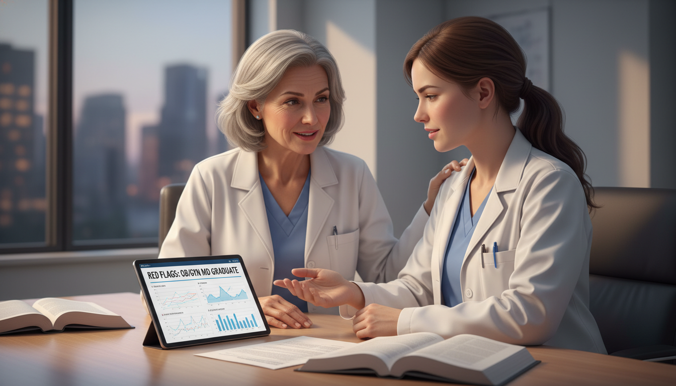 MD graduate discussing red flags and growth with an attending physician mentor MD graduate discussing red flags and growth with an attending physician mentor - MD graduate residency for Addressing Red Fla