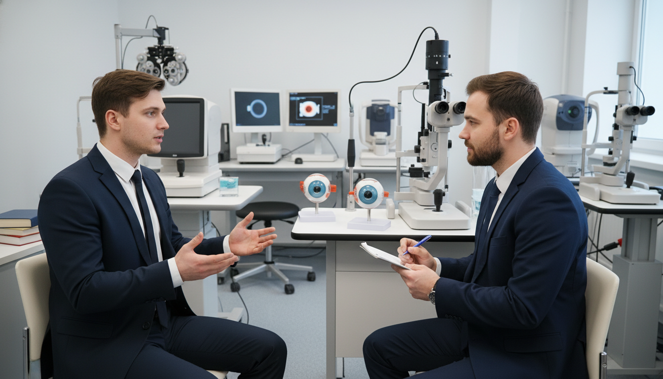 MD graduates practicing residency interview in ophthalmology simulation center - MD graduate residency for Common Interview Q