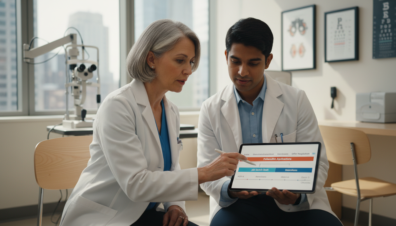 Ophthalmology attending counseling a resident about career planning Ophthalmology attending counseling a resident about career planning - MD graduate residency for Job Search Timing for MD Grad