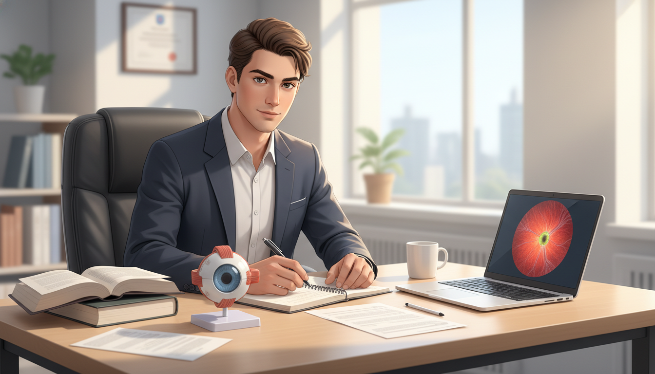 MD graduate reviewing ophthalmology material before residency interview - MD graduate residency for Pre-Interview Preparation