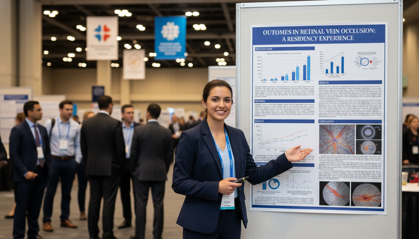 Ophthalmology resident presenting research at a medical conference - MD graduate residency for Research During Residency for