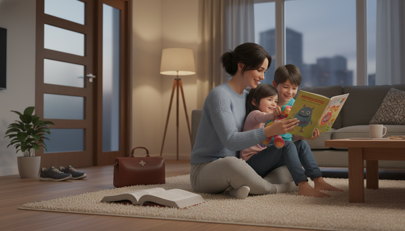 Ophthalmologist enjoying time with family after clinic Ophthalmologist enjoying time with family after clinic - MD graduate residency for Work-Life Balance Assessment for MD Gradua