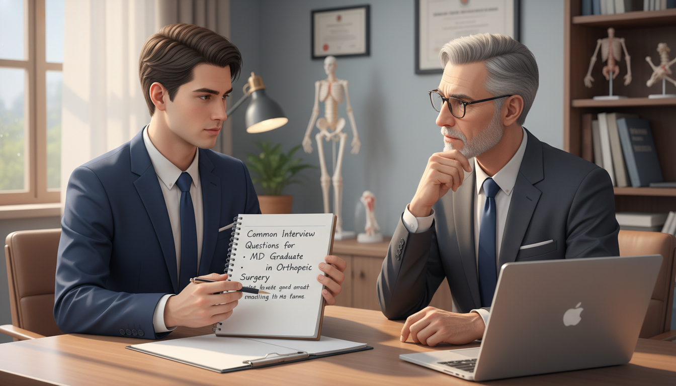 Orthopedic residency applicant practicing mock interview with mentor - MD graduate residency for Common Interview Questions f