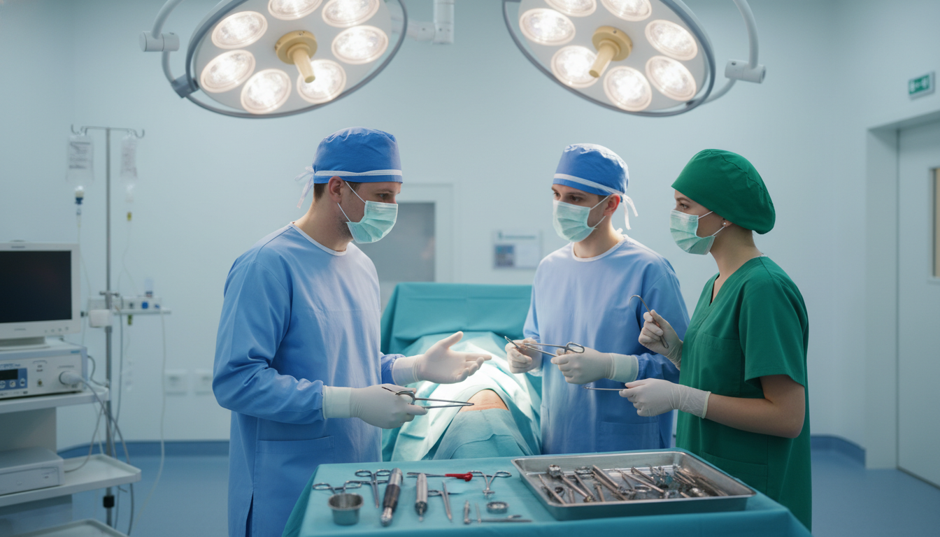 Orthopedic surgery resident teaching a medical student in the operating room Orthopedic surgery resident teaching a medical student in the operating room - MD graduate residency for Letters of Recommend
