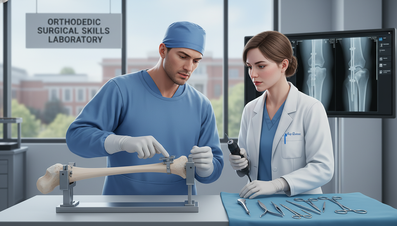 Orthopedic surgery resident and MD graduate practicing surgical skills Orthopedic surgery resident and MD graduate practicing surgical skills - MD graduate residency for Low Step Score Strategies