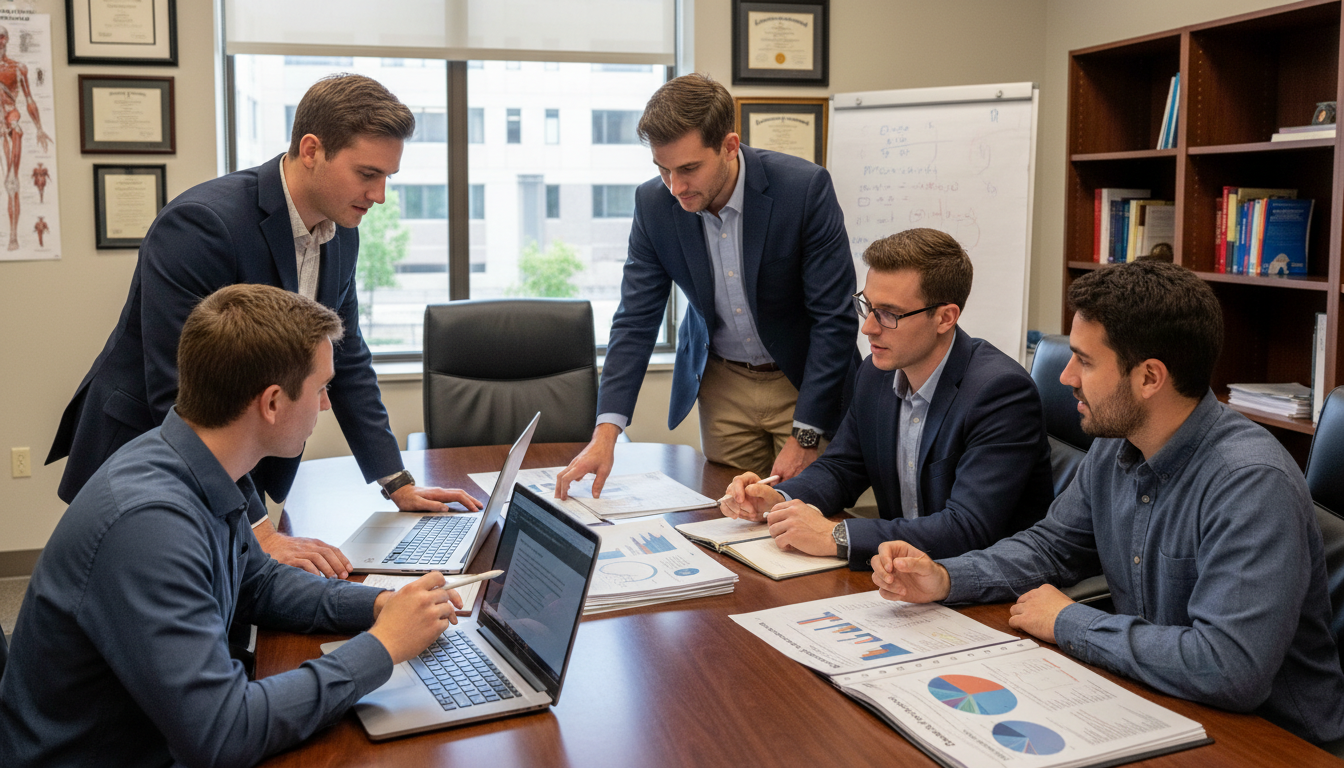 Orthopedic surgery residents collaborating on research and applications Orthopedic surgery residents collaborating on research and applications - MD graduate residency for Ultra-Competitive Special