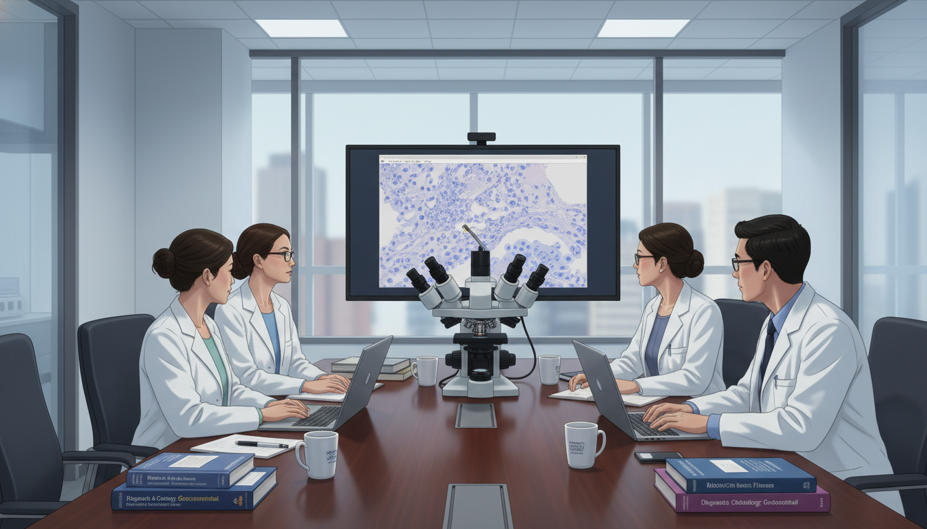 Pathology residents and faculty at sign-out microscope conference Pathology residents and faculty at sign-out microscope conference - MD graduate residency for How to Research Programs for MD