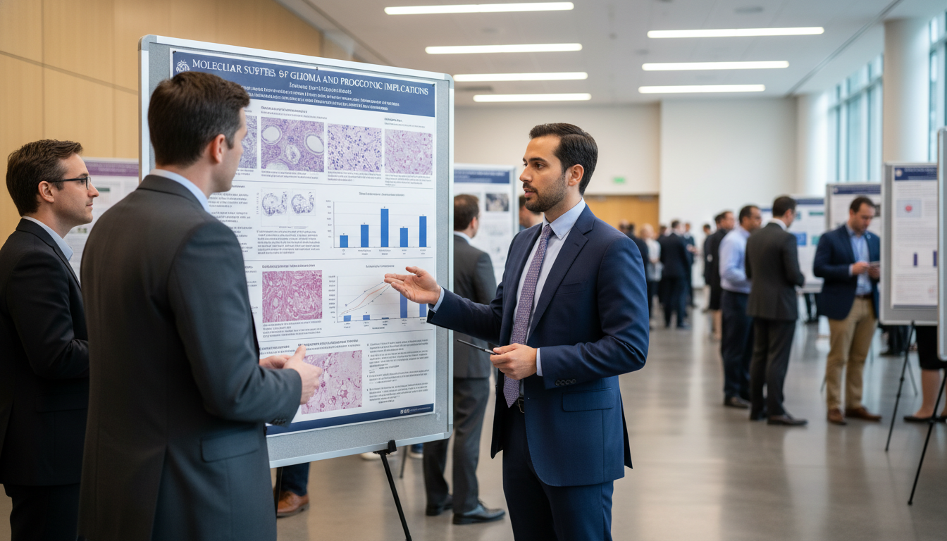 Pathology resident presenting research poster at conference - MD graduate residency for Research Profile Building for MD Grad