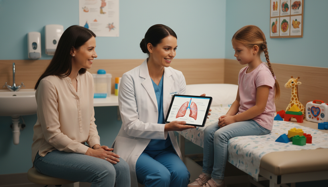 Pediatrics resident explaining diagnosis to a child using visual aids - MD graduate residency for Common Interview Questions