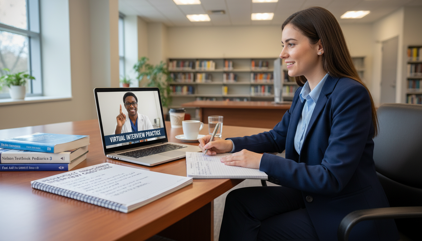 MD graduate practicing for pediatric residency interviews virtually - MD graduate residency for Pre-Interview Preparation for
