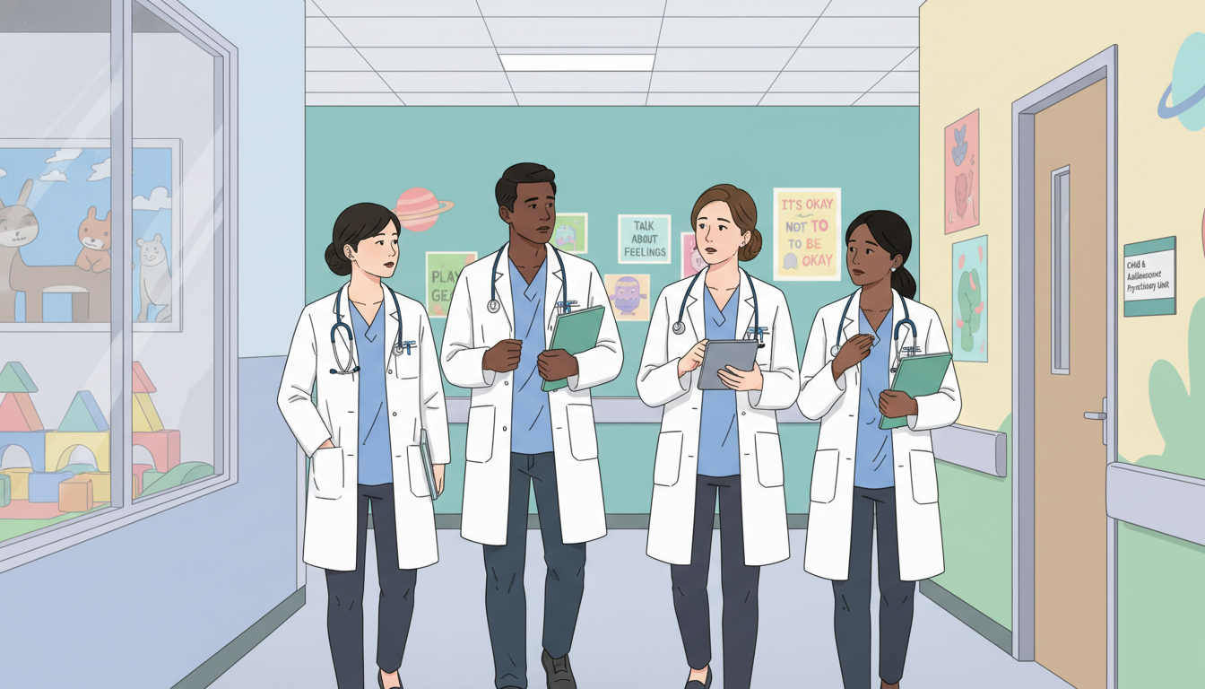 Resident physicians discussing red flags during a hospital tour Resident physicians discussing red flags during a hospital tour - MD graduate residency for Identifying Malignant Programs fo