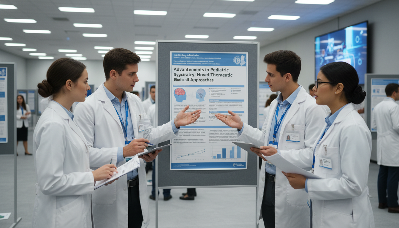 Residents networking at a medical conference poster session - MD graduate residency for Networking in Medicine for MD Graduat