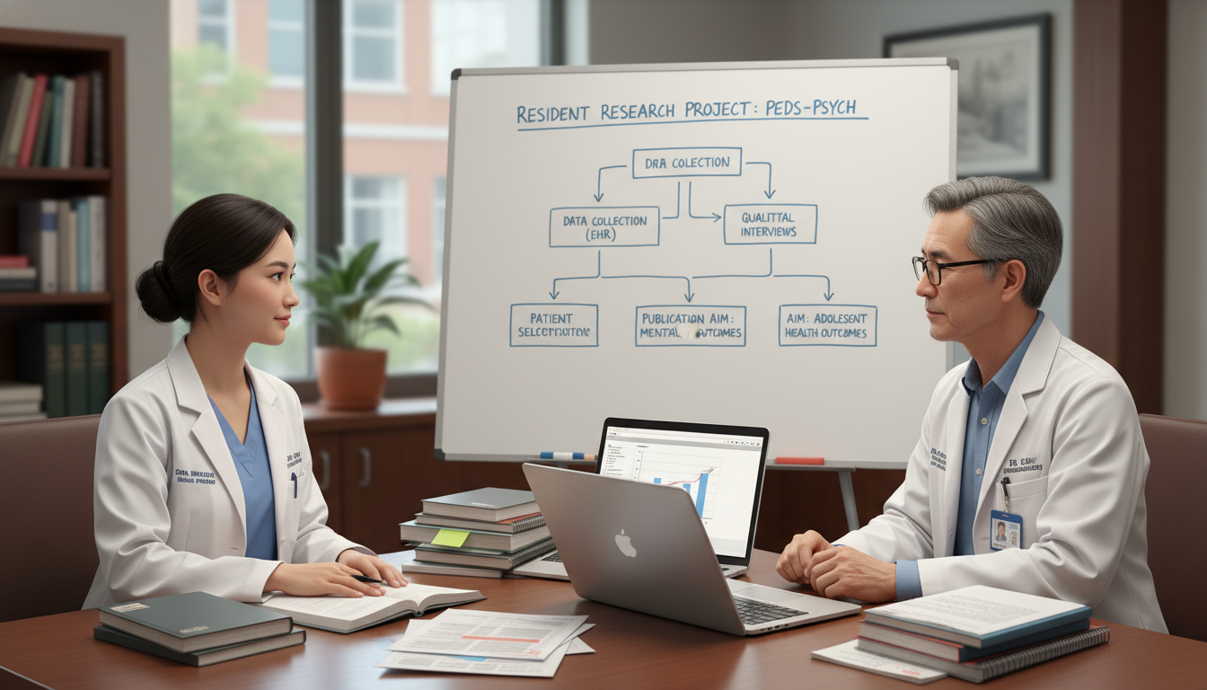 Resident meeting with faculty mentor to plan research project - MD graduate residency for Research During Residency for MD Gr