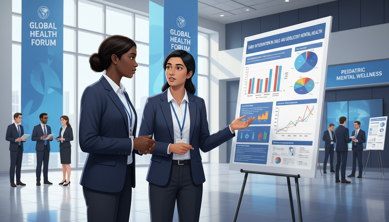 Pediatrics-psychiatry resident presenting research poster at conference - MD graduate residency for Research During Residency