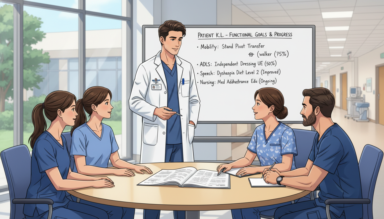 MD graduate leading multidisciplinary rehabilitation team discussion MD graduate leading multidisciplinary rehabilitation team discussion - MD graduate residency for CV Building for MD Graduate