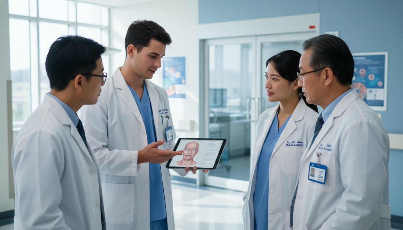 Visiting plastic surgery rotator presenting a patient case to faculty - MD graduate residency for Away Rotation Strategy for